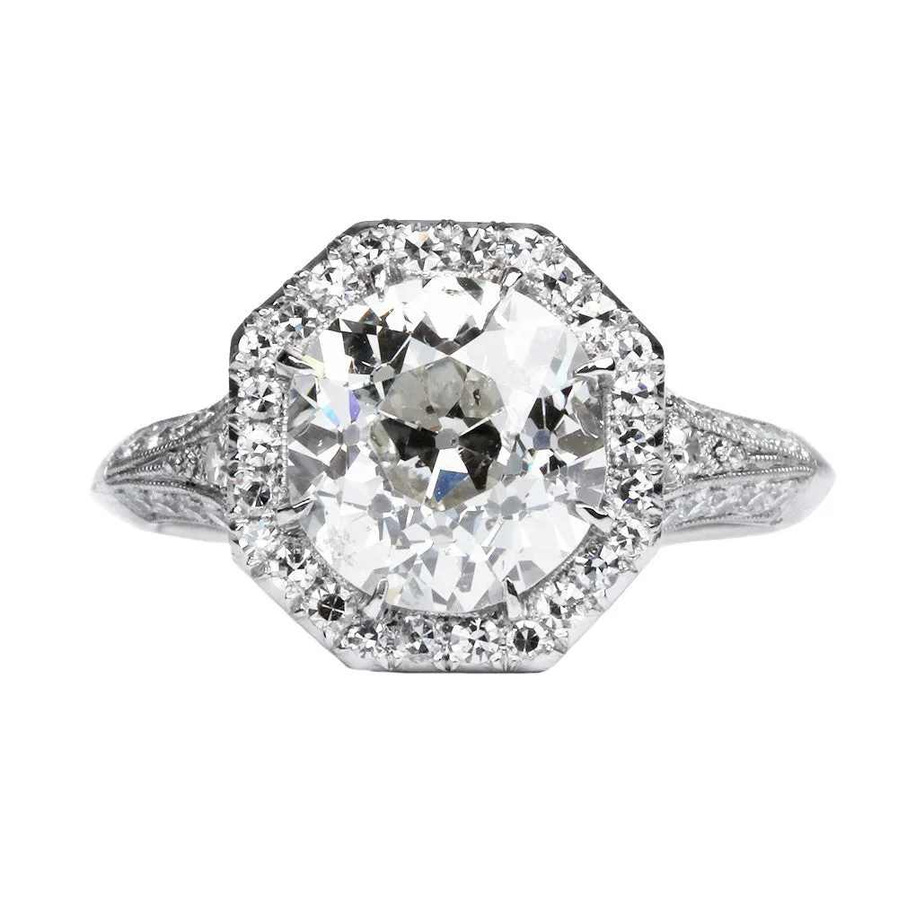 Old European Cut Diamond Ring with Octagon Surround