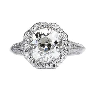 Old European Cut Diamond Ring with Octagon Surround