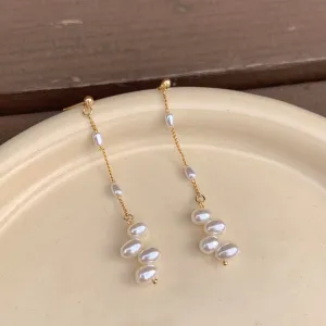 Olivia's Long Line Pearl Drop earrings