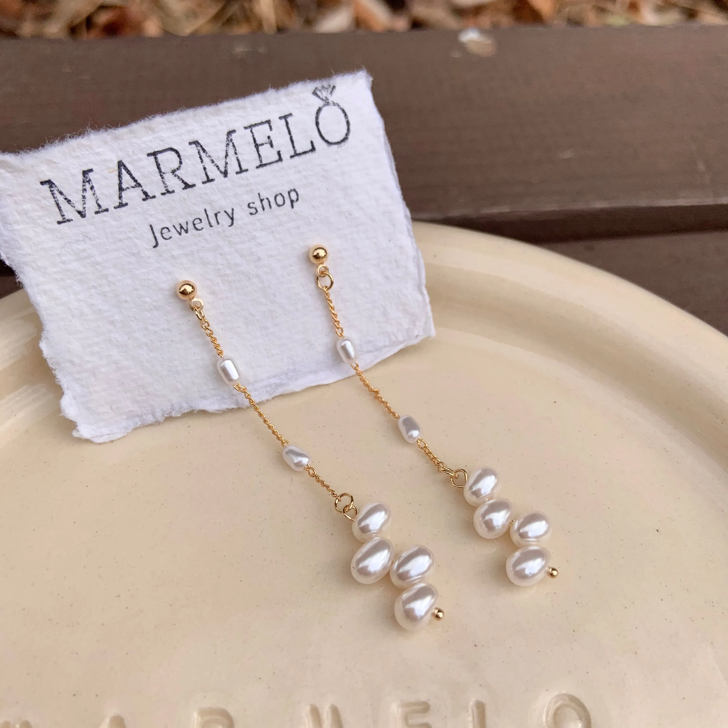 Olivia's Long Line Pearl Drop earrings
