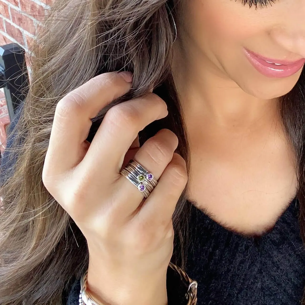 One Stone Stack Ring