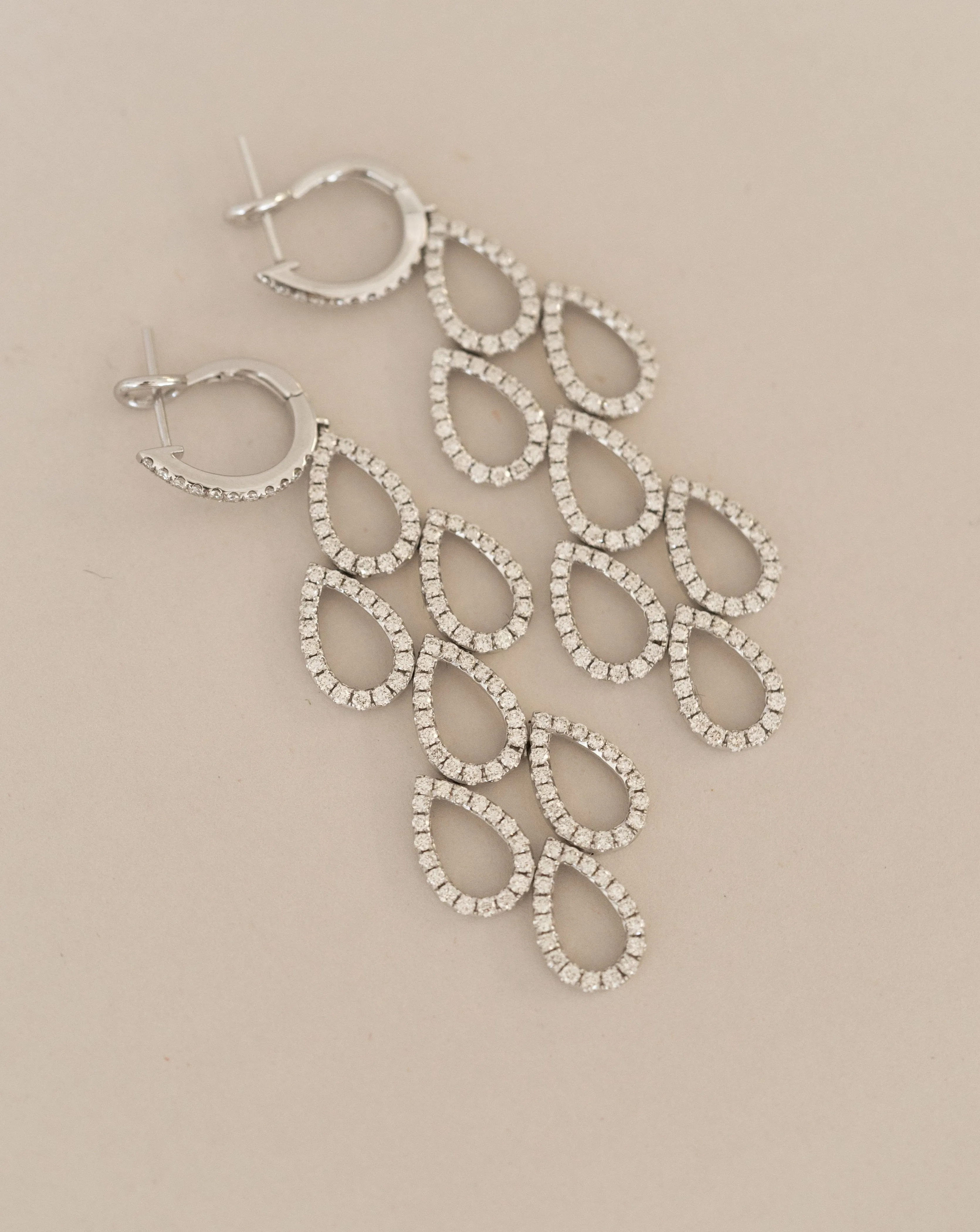 Open Circle Diamond Drop Earrings
