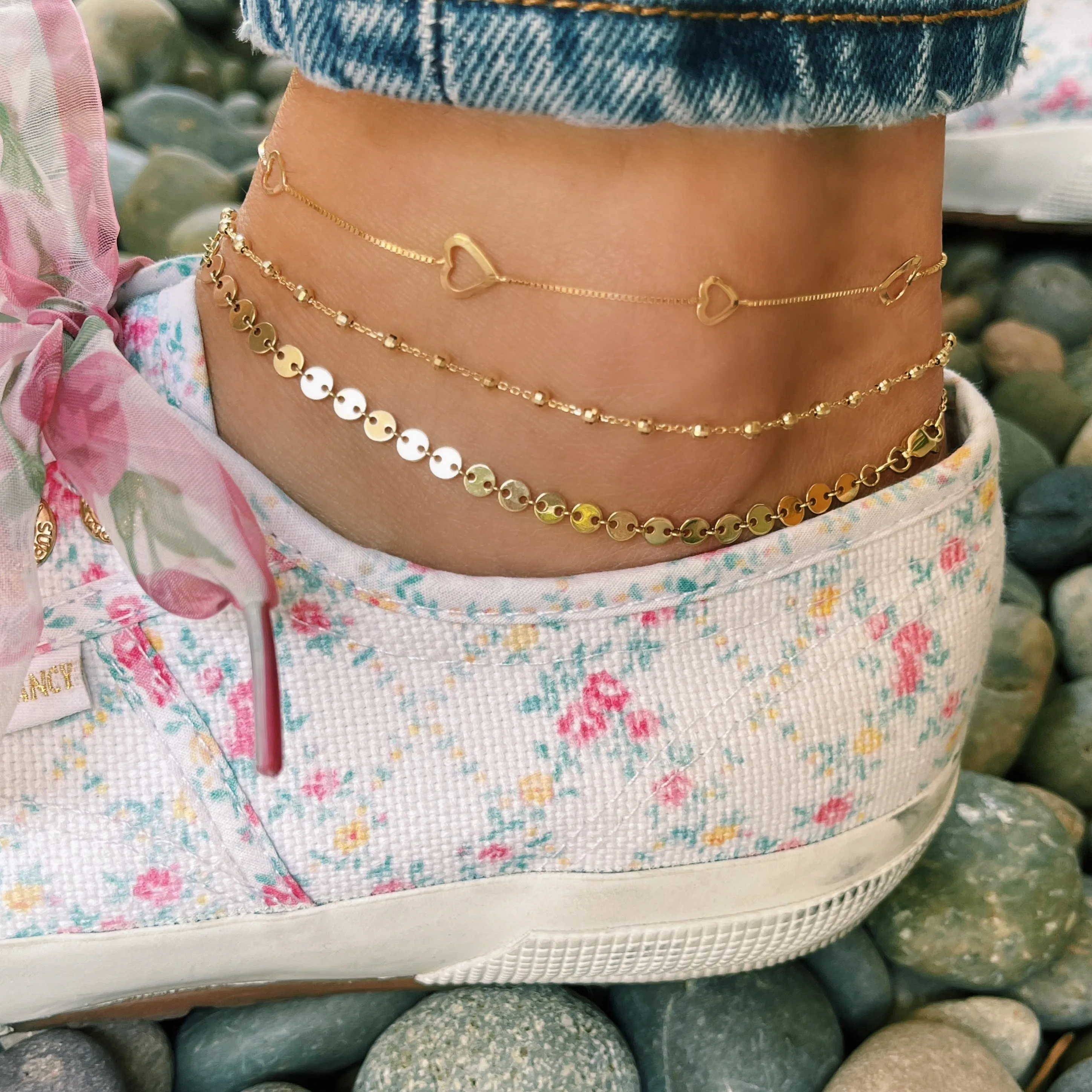 Open Hearts Gold Anklet
