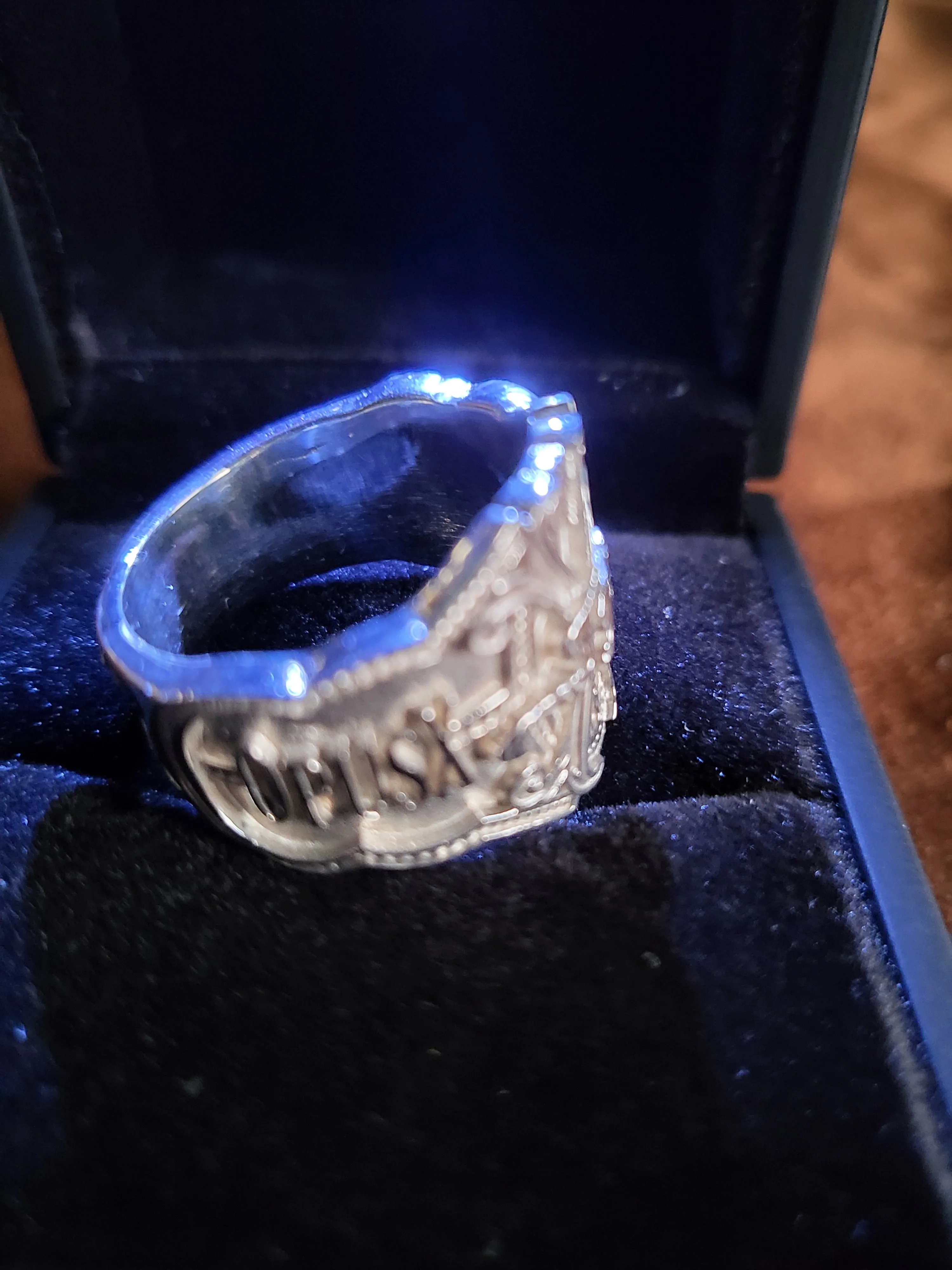Opus X Custom Logo Silver Ring Size 11.5