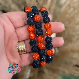 Orange/Navy Bling Stretch Bracelet