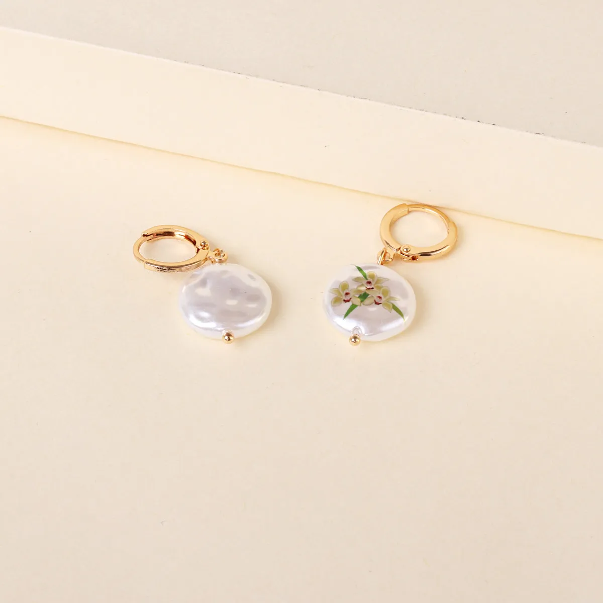 Orchid Floral Pearl & 18K Gold-Plated Drop Earrings