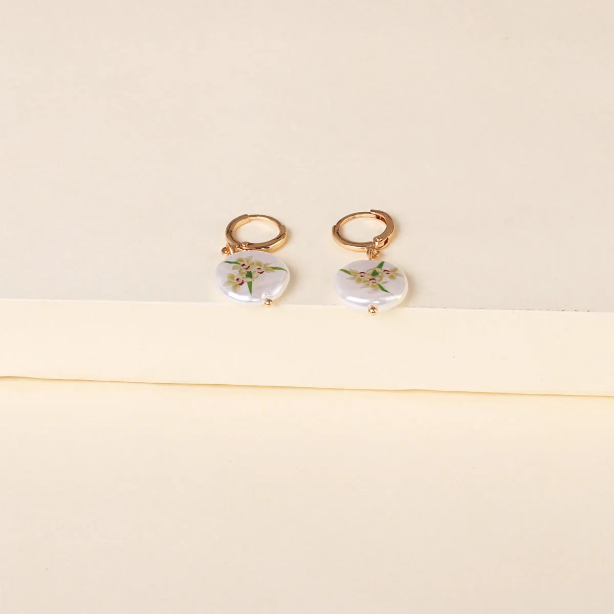Orchid Floral Pearl & 18K Gold-Plated Drop Earrings
