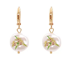 Orchid Floral Pearl & 18K Gold-Plated Drop Earrings