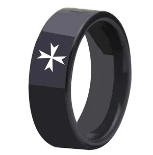Order of Malta Ring - Black Tungsten Personalizable