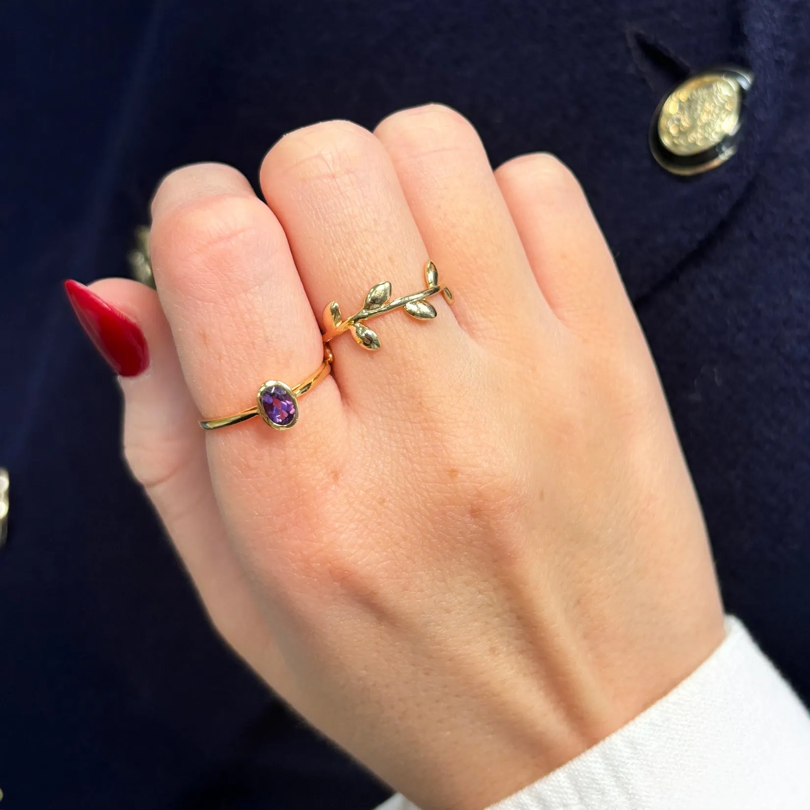 Oval Amethyst Bezel Ring