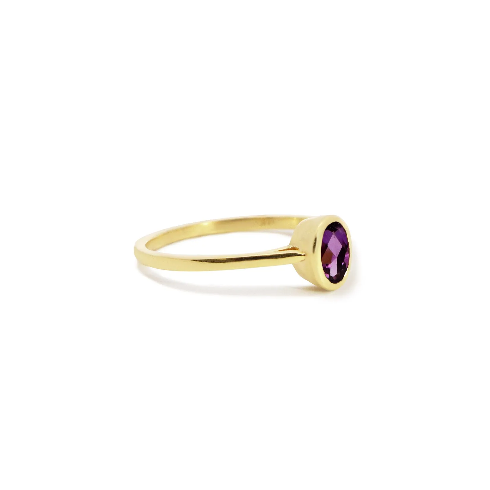 Oval Amethyst Bezel Ring