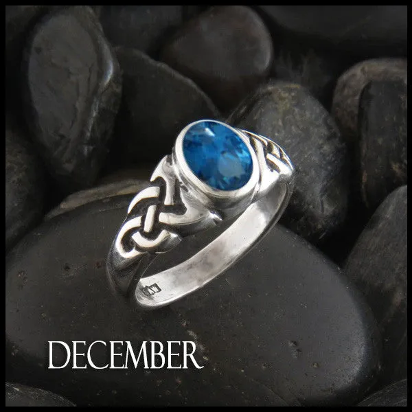 Oval Birthstone Knot Ring in Silver