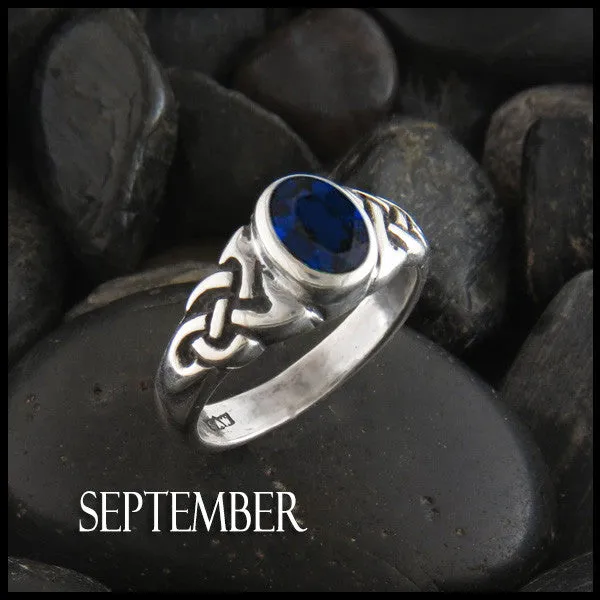 Oval Birthstone Knot Ring in Silver