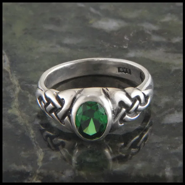 Oval Birthstone Knot Ring in Silver