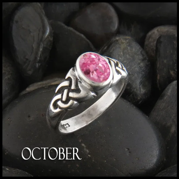 Oval Birthstone Knot Ring in Silver