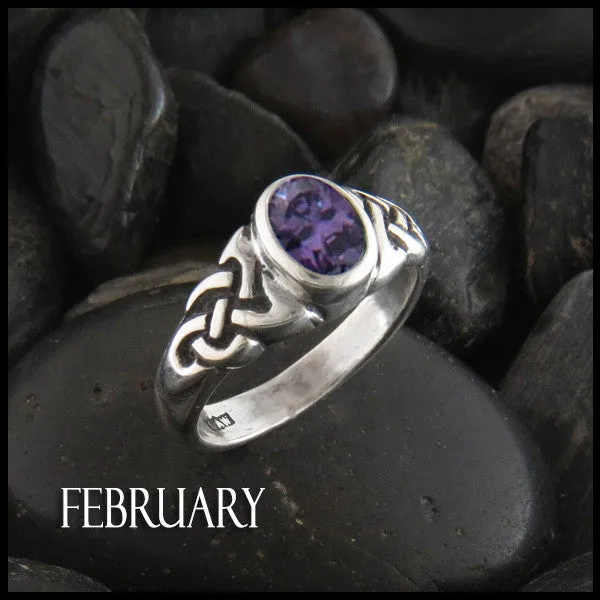 Oval Birthstone Knot Ring in Silver