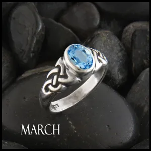 Oval Birthstone Knot Ring in Silver