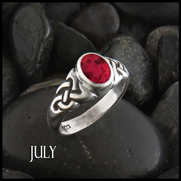 Oval Birthstone Knot Ring in Silver