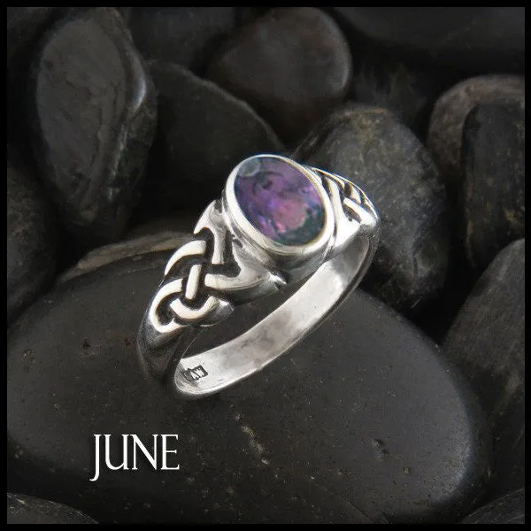 Oval Birthstone Knot Ring in Silver