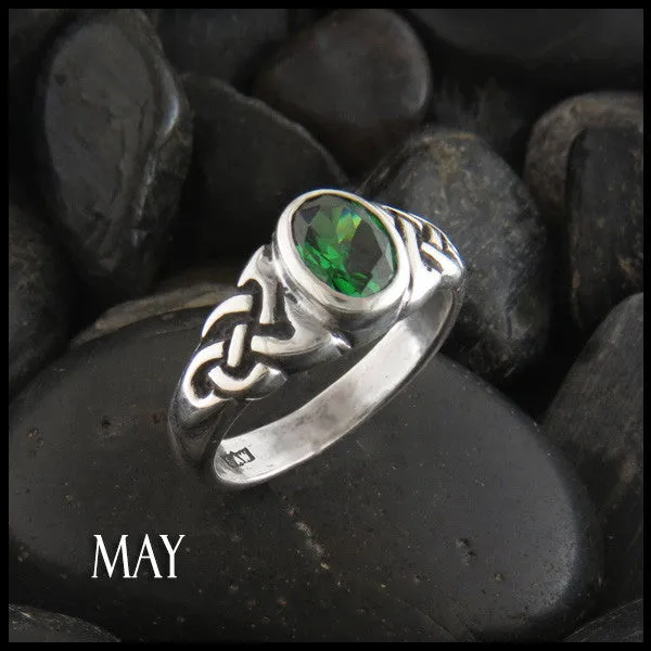 Oval Birthstone Knot Ring in Silver