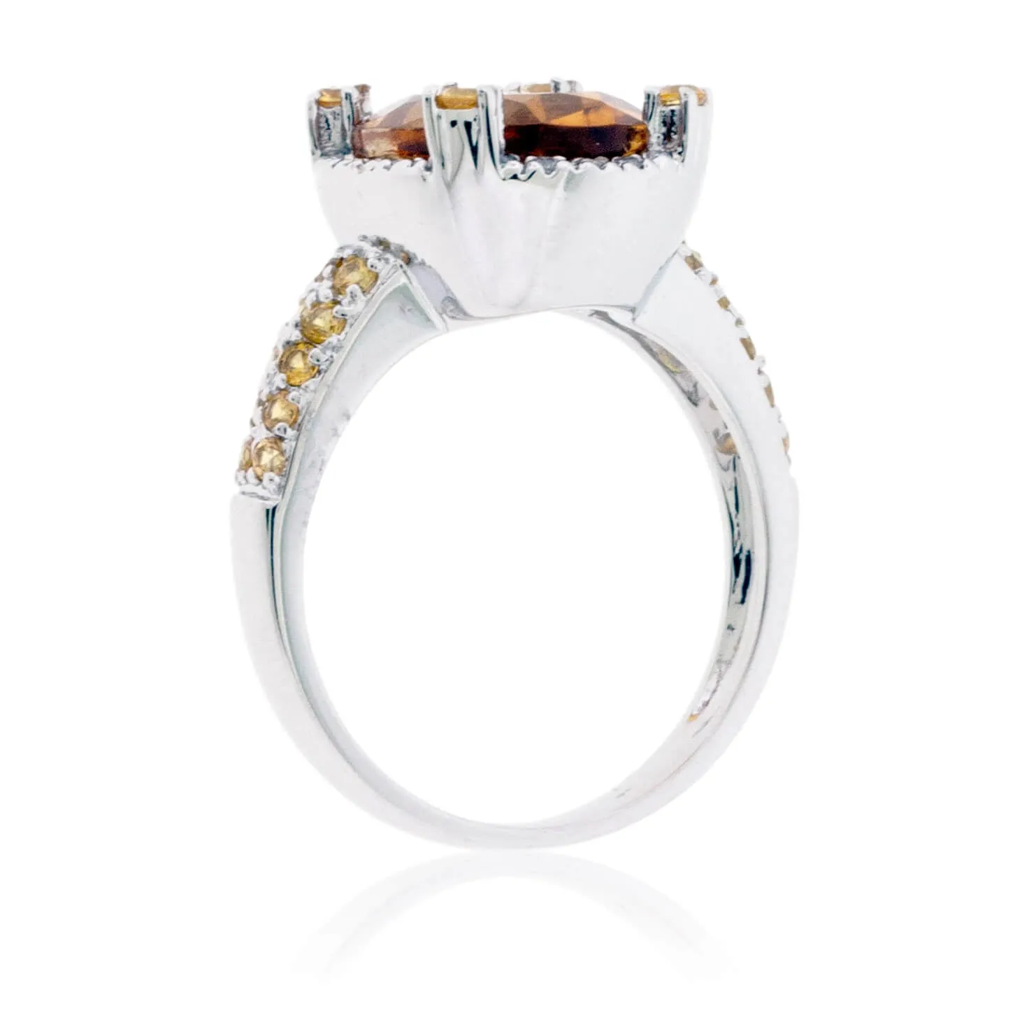 Oval Citrine, Yellow Sapphire and Diamond Ring
