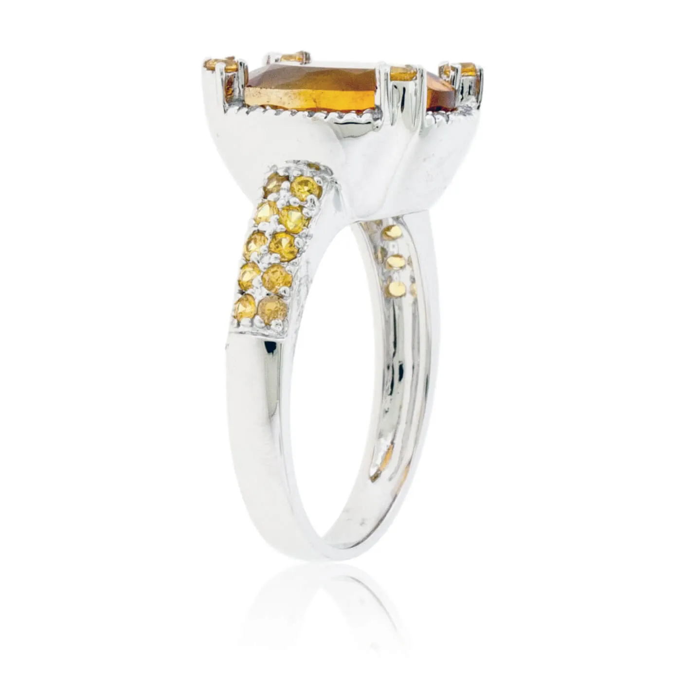 Oval Citrine, Yellow Sapphire and Diamond Ring