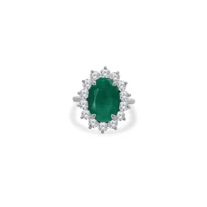 Oval Cut Emerald with Jumbo Round Diamond Halo