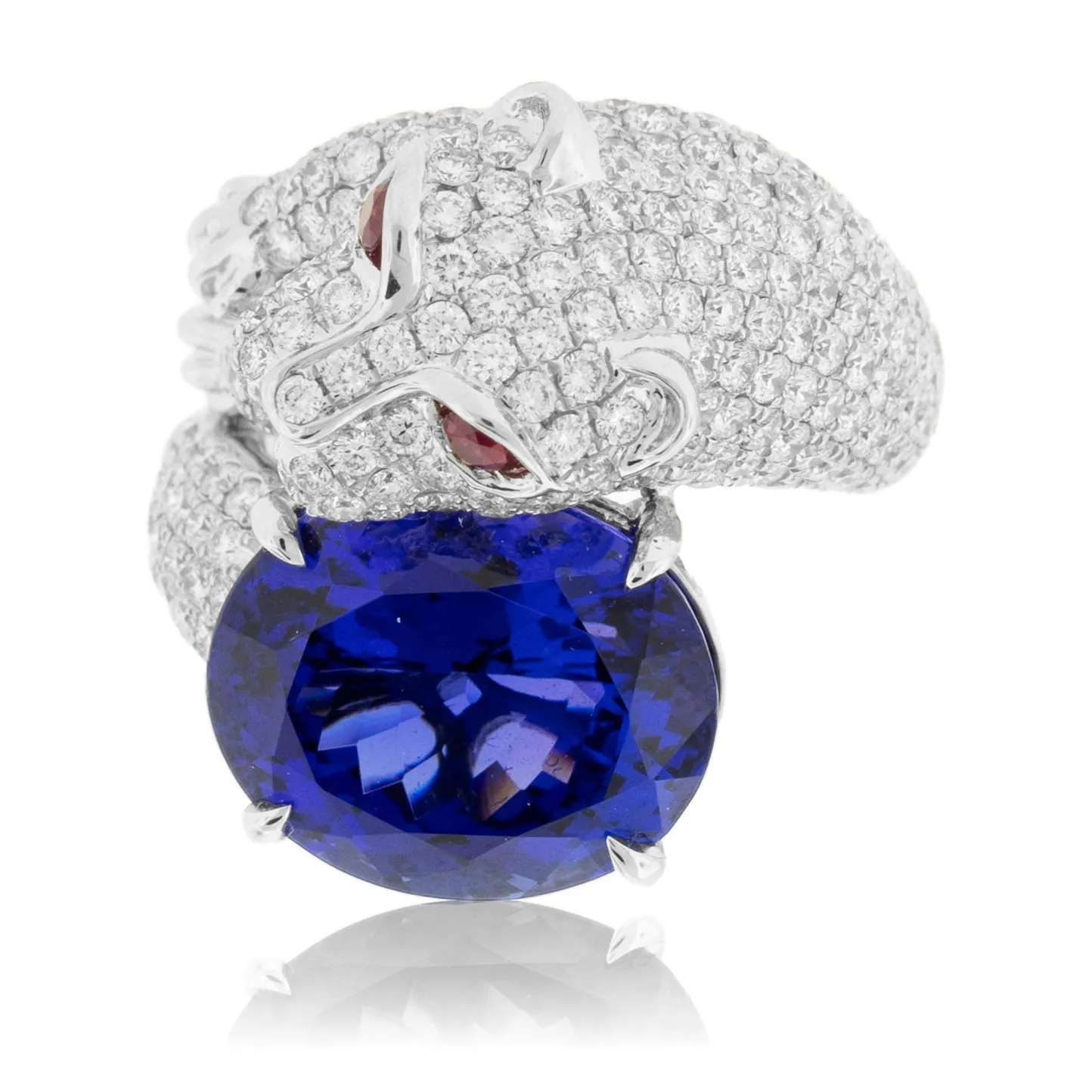 Oval Cut Tanzanite Panther Diamond Ring