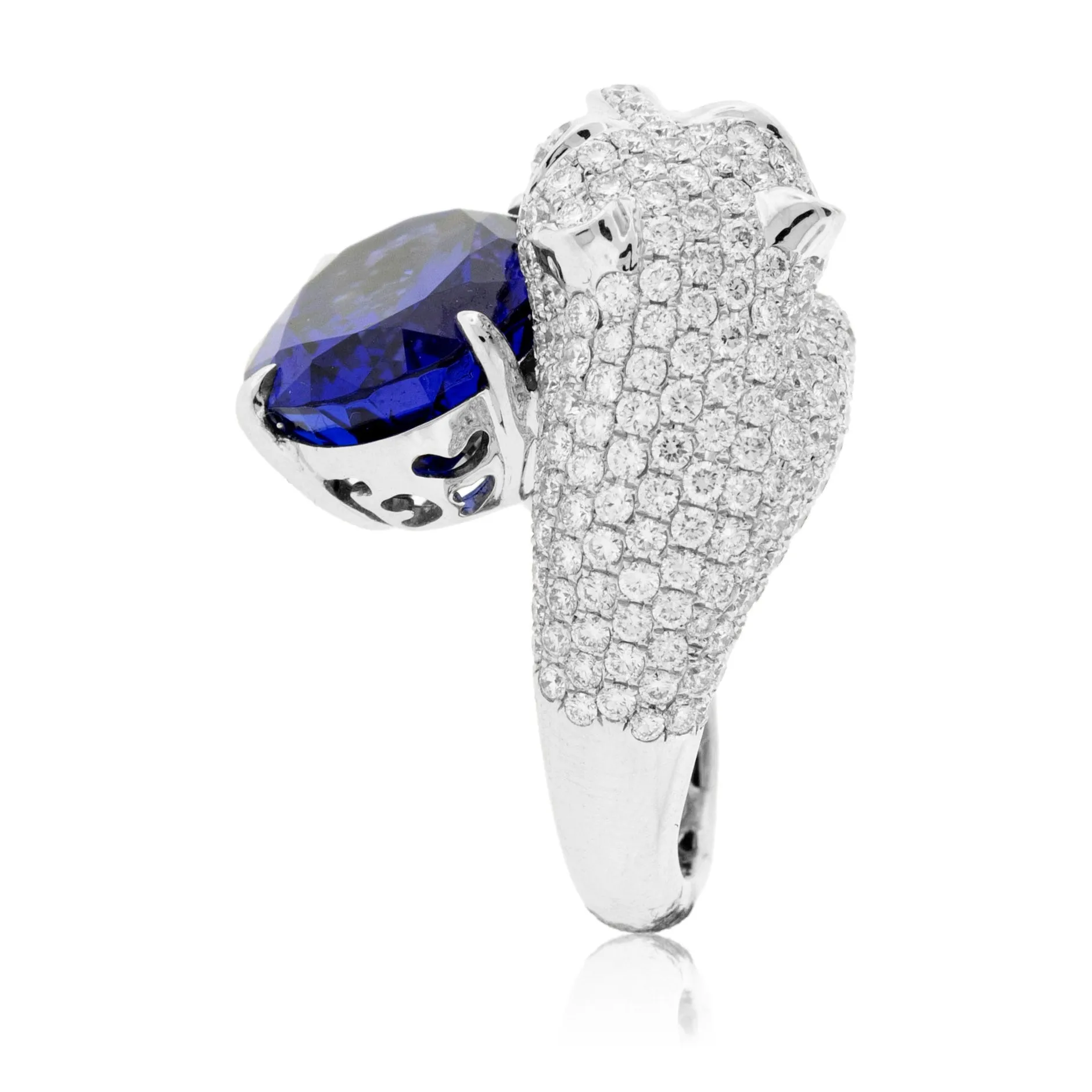 Oval Cut Tanzanite Panther Diamond Ring