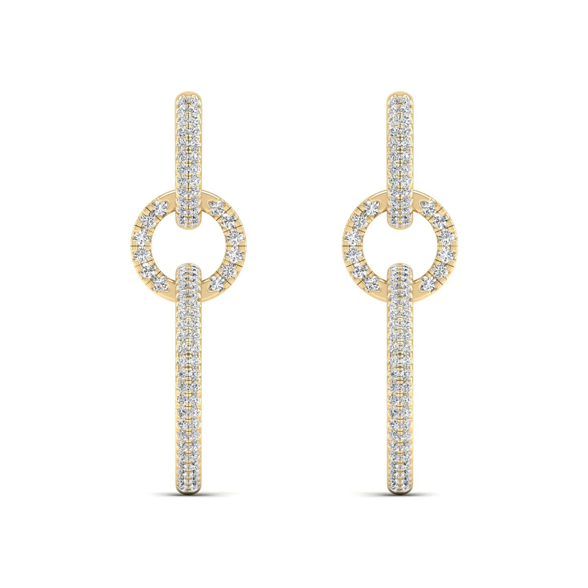 Oval Link Hoop-Drop Diamond Earrings