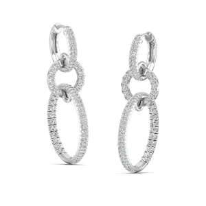 Oval Link Hoop-Drop Diamond Earrings