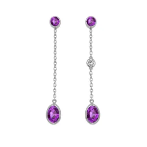 Oval Shape Gemstone & 0.04Ct Diamond Mismatched Earring Set in 14K Gold