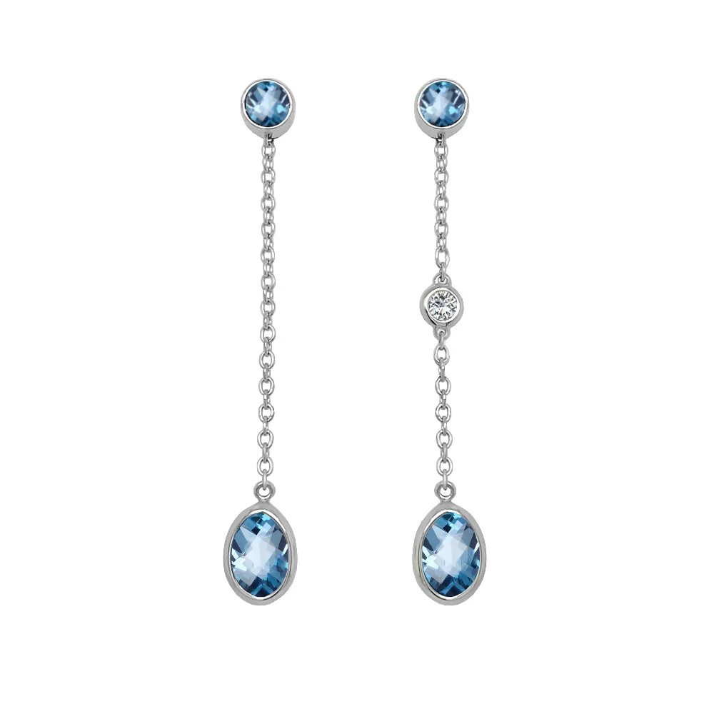 Oval Shape Gemstone & 0.04Ct Diamond Mismatched Earring Set in 14K Gold