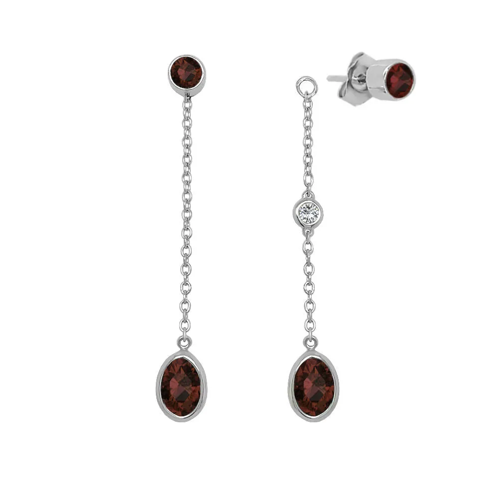 Oval Shape Gemstone & 0.04Ct Diamond Mismatched Earring Set in 14K Gold