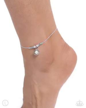 Oyster Overture - Blue - Pearl Center Shell Paparazzi Anklet