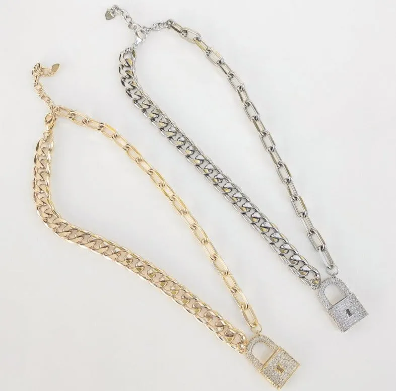 Padlock charm on chain