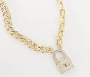 Padlock charm on chain