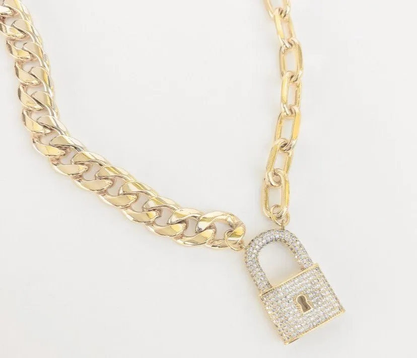 Padlock charm on chain