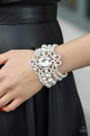 Paparazzi Rule The Room - White Pearl Bracelet