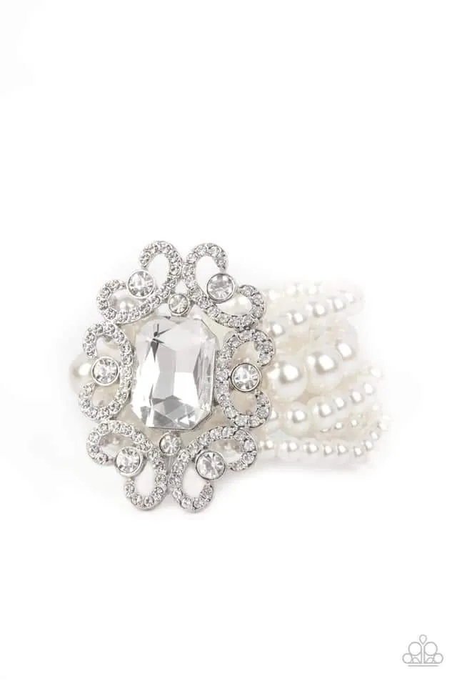 Paparazzi Rule The Room - White Pearl Bracelet