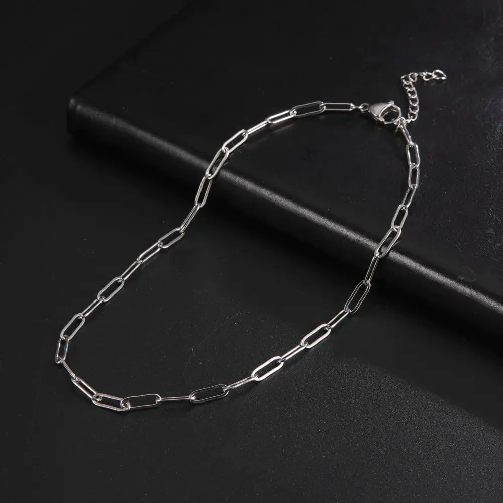 Paperclip Chain Stainless Steel Choker Necklaces For Men