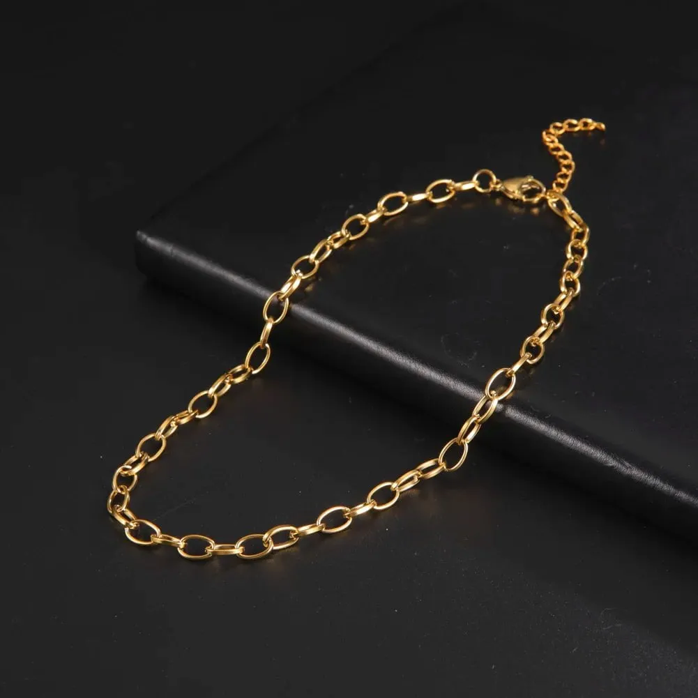 Paperclip Chain Stainless Steel Choker Necklaces For Men