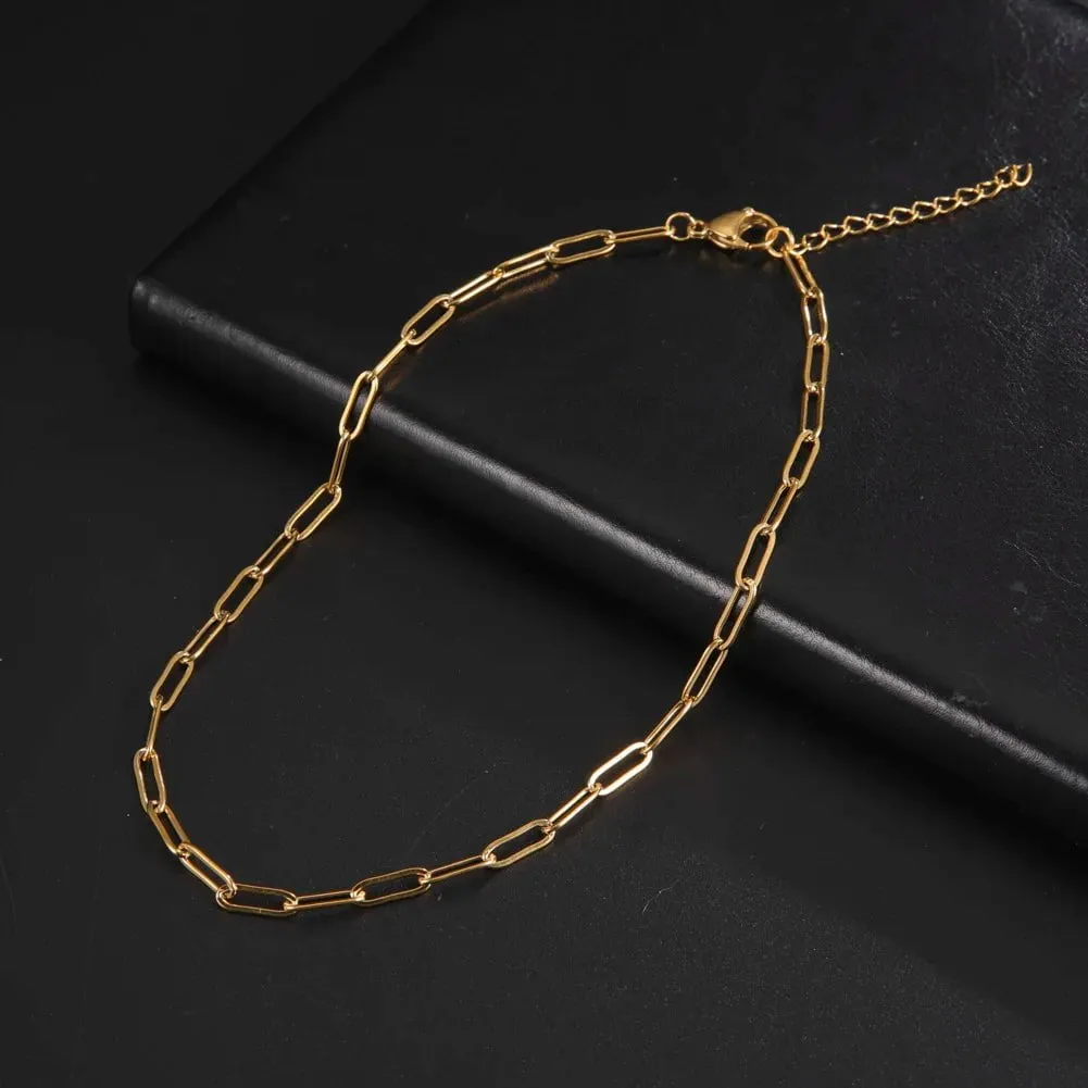 Paperclip Chain Stainless Steel Choker Necklaces For Men