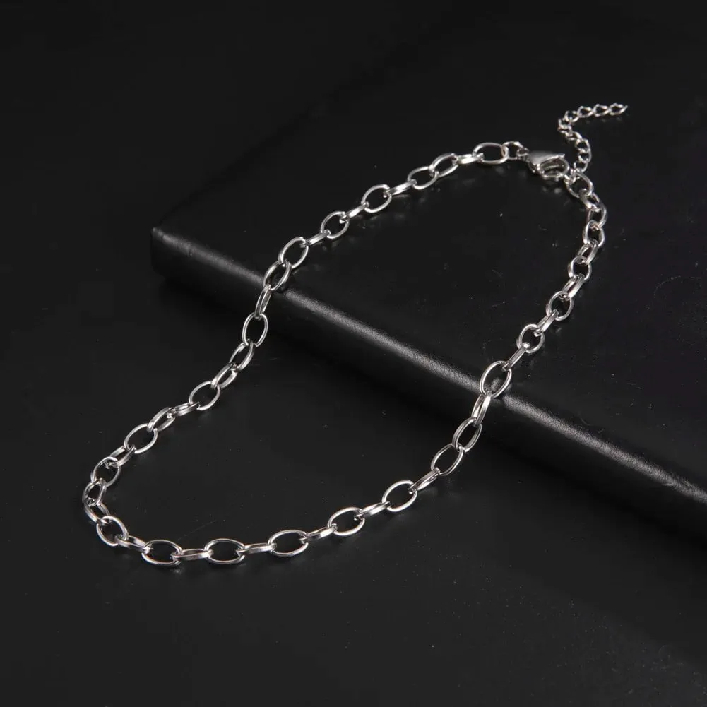 Paperclip Chain Stainless Steel Choker Necklaces For Men