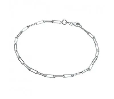 Paperclip Link Anklet in Sterling Silver