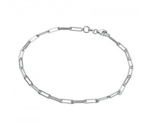 Paperclip Link Anklet in Sterling Silver