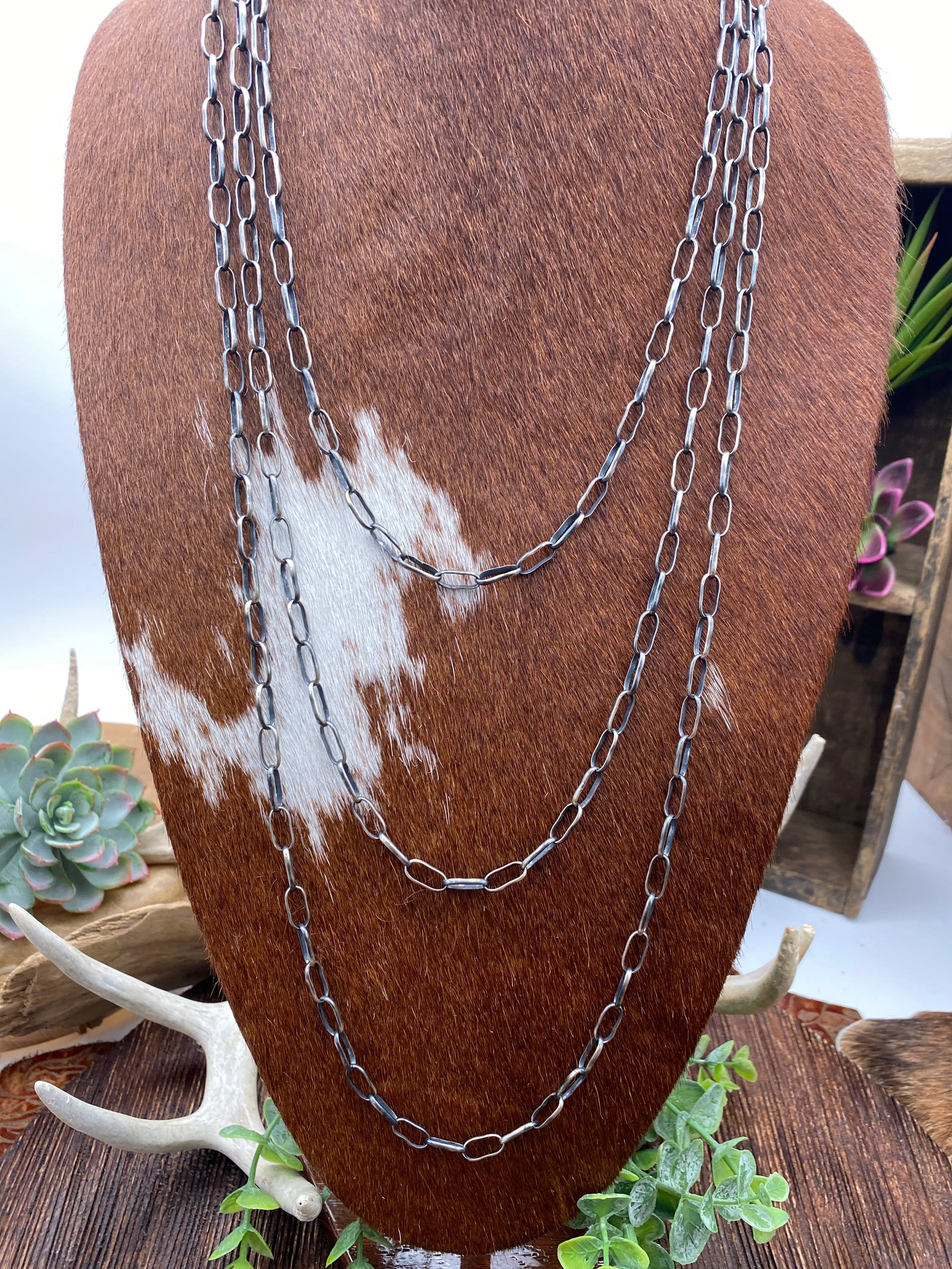 Paperclip Sterling Chain Necklaces - Lobster Clasp