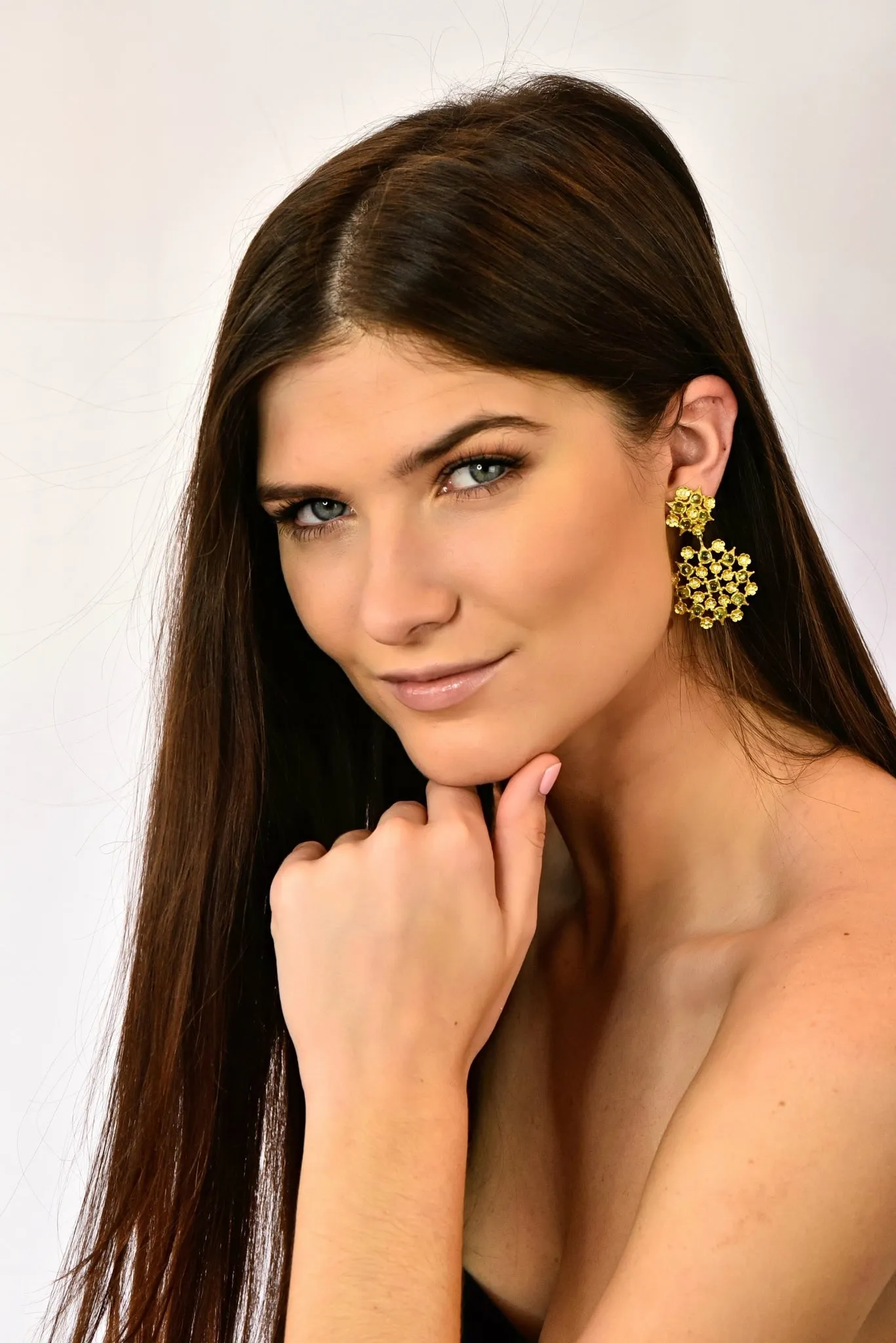 Paul Morelli 8.18 CTW Peridot Diamond 18 Karat Green Gold Floral Lace Earrings