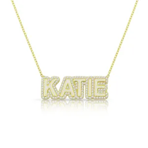 Pave Outline Block Name Necklace