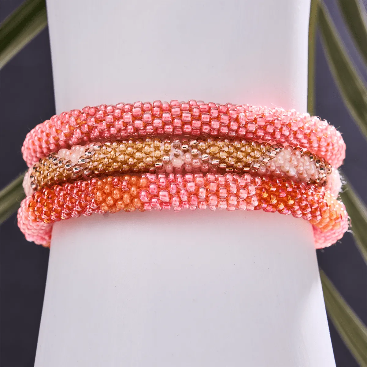 Peach Coral | Himalayan Glass Bead Bracelet
